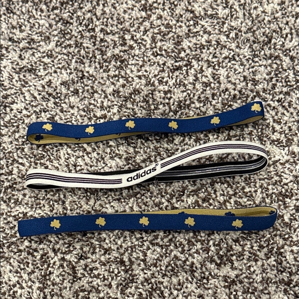 Notre Dame Adidas Shamrock & Striped Headbands Trio